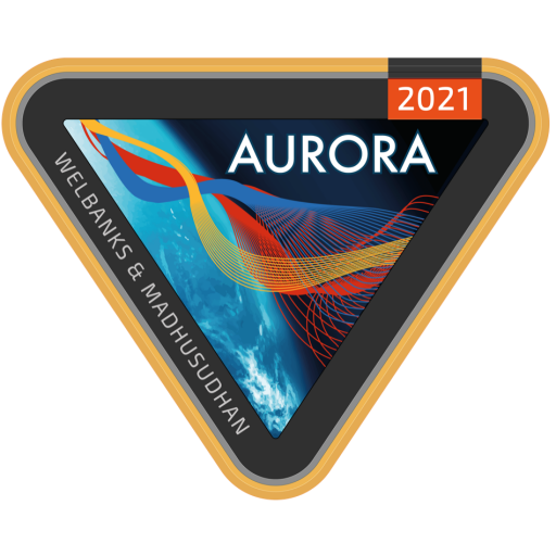 Mission-style patch reading Aurora 2021, Welbanks and Madhusudhan
