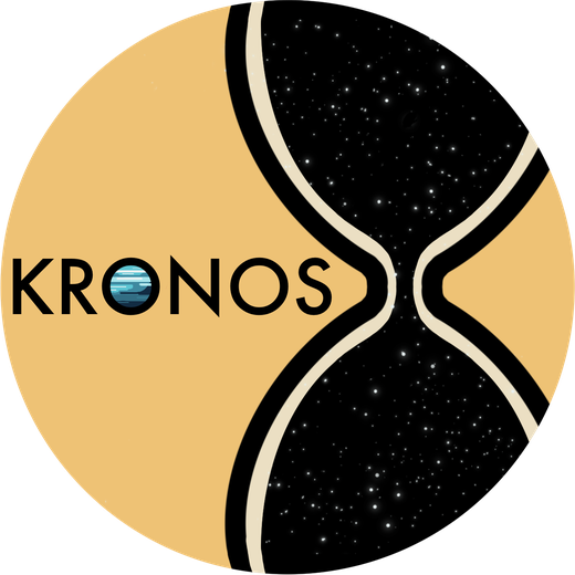 KRONOS logo, a gold disk split by an hourglass of stars