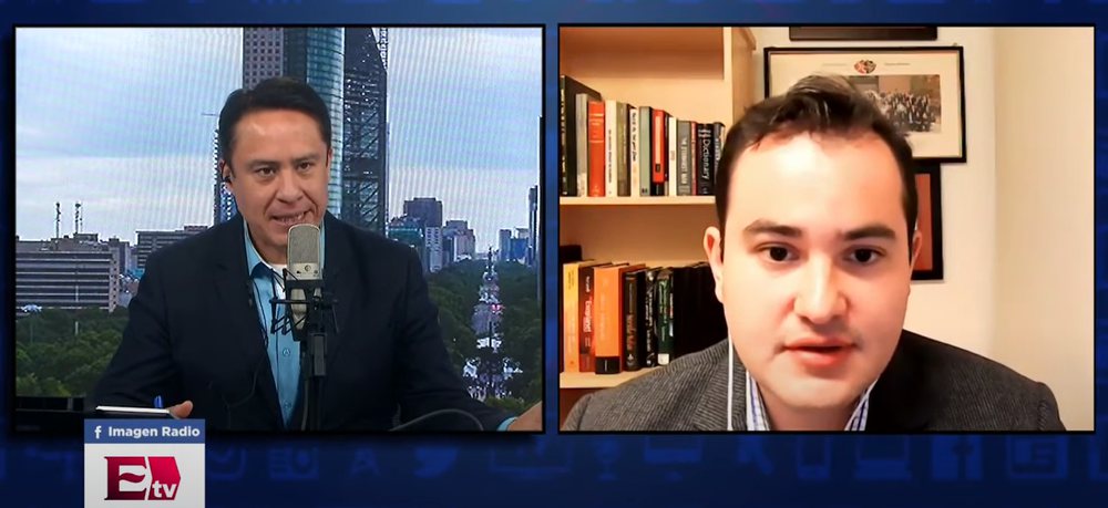 Still from a television interview with Excélsior.